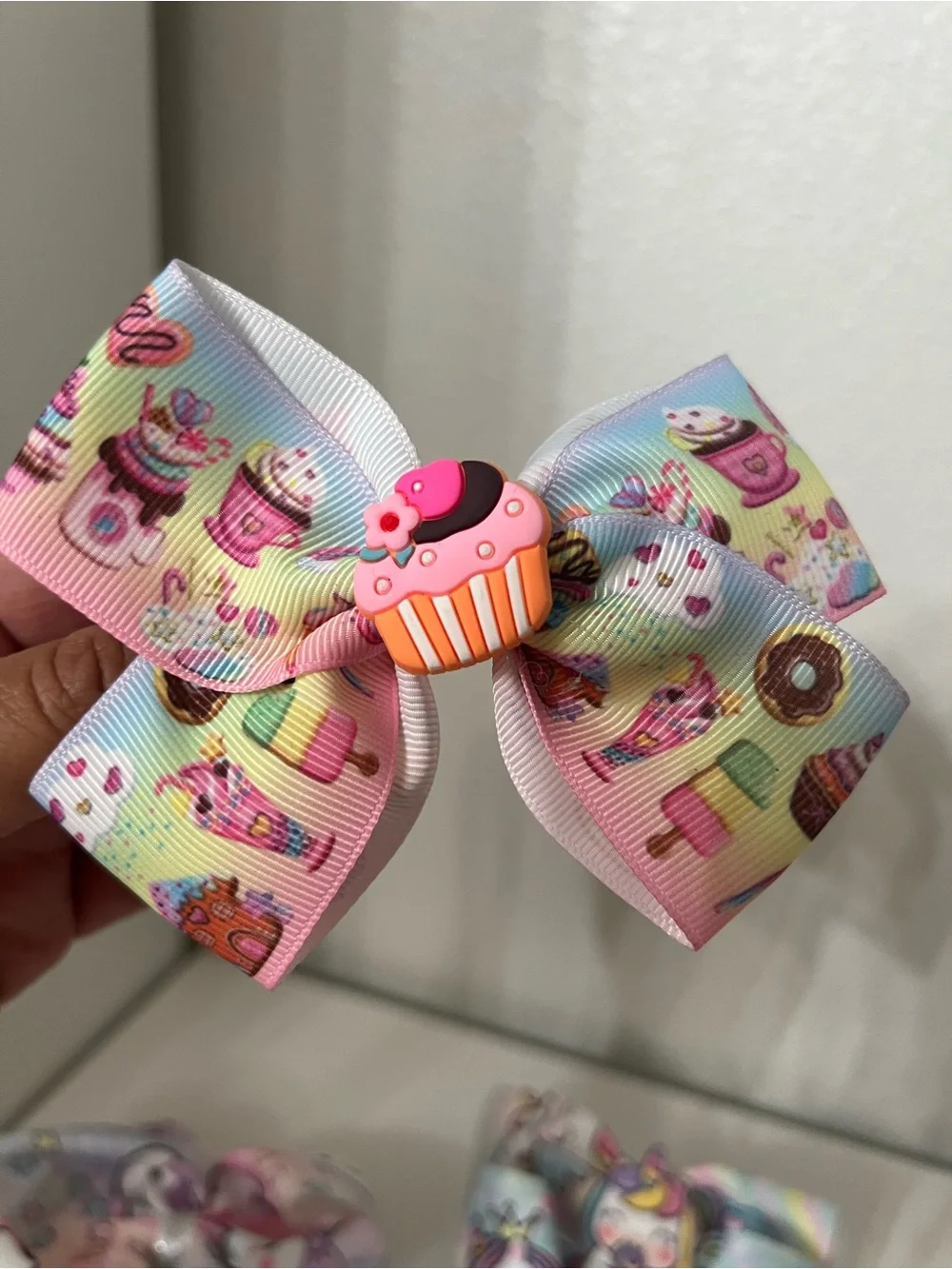 Assorted Kids Unicorn & Glitter Hair Bows - White, Silver, Pastel